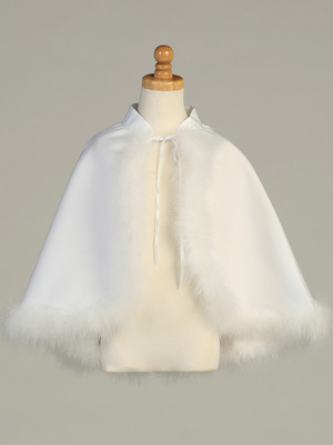 Satin cape with marabou