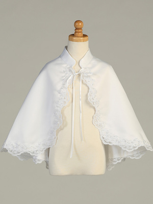 Satin cape with lace trim