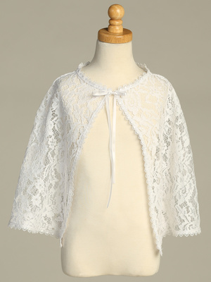 Lace cape with ribbon tie