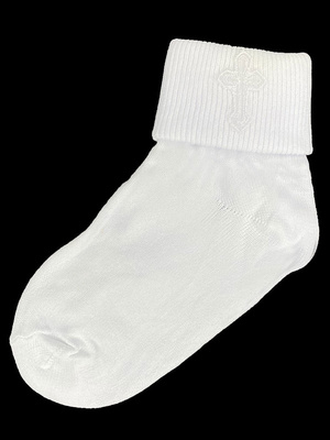 Boys christening socks with cross