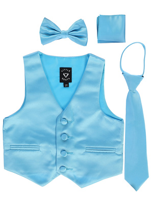 Satin vest with zipper tie, bowtie & hanky