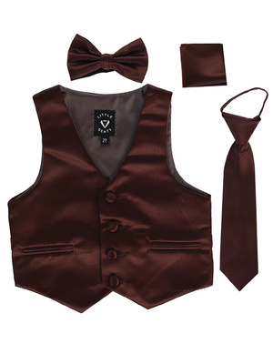 Satin vest with zipper tie, bowtie & hanky