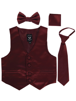 Satin vest with zipper tie, bowtie & hanky