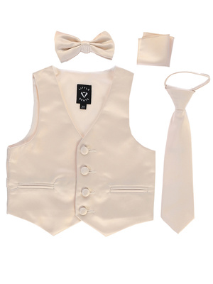 Satin vest with zipper tie, bowtie & hanky