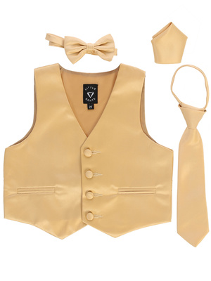 Satin vest with zipper tie, bowtie & hanky