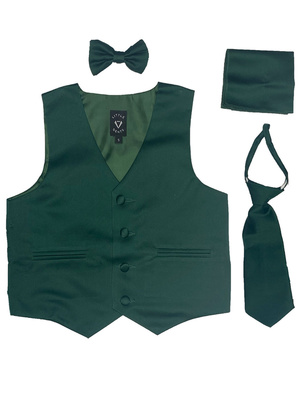 Satin vest with zipper tie, bowtie & hanky