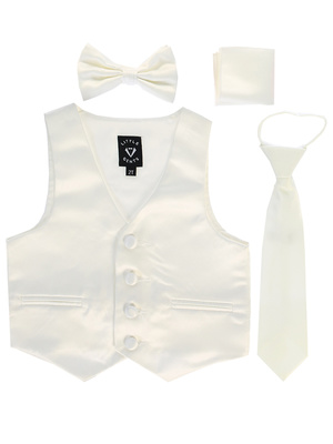 Satin vest with zipper tie, bowtie & hanky