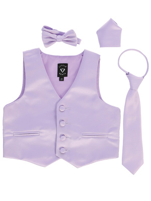 Satin vest with zipper tie, bowtie & hanky