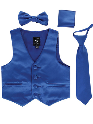 Satin vest with zipper tie, bowtie & hanky