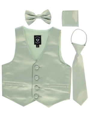 Satin vest with zipper tie, bowtie & hanky