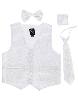 Satin vest with zipper tie, bowtie & hanky