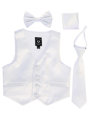 Satin vest with zipper tie, bowtie & hanky