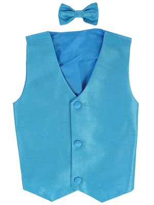 Poly silk vest & clip-on bowtie