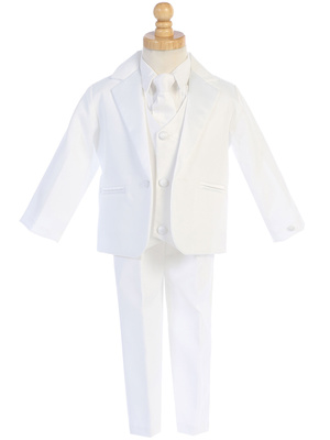 One-button WHITE dinner jacket tuxedo with vest & necktie