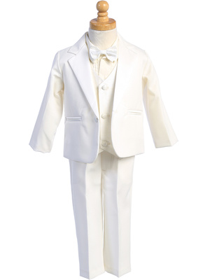 One-button IVORY dinner jacket tuxedo with vest & bowtie