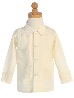 Pin-tucked poly cotton long sleeve shirt