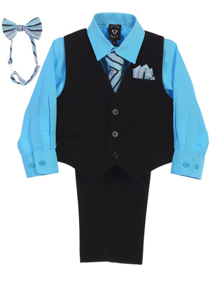 Black pin-striped vest & pant set