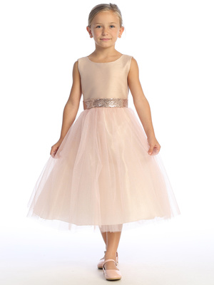 Shantung & Sparkle tulle with sequins V-Back trim