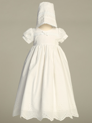 Embroidered cotton eyelet gown