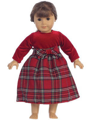 Doll dress - Stretch velvet & Plaid