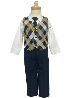 Poly metallic check with poplin pant set