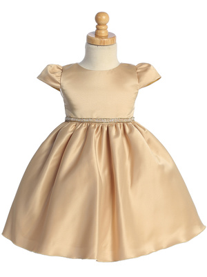 Satin dress with Beads & Rhinestone trim