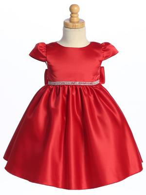 Satin dress with Beads & Rhinestone trim