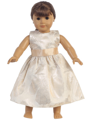 Doll dress - Gold shiny jacquard