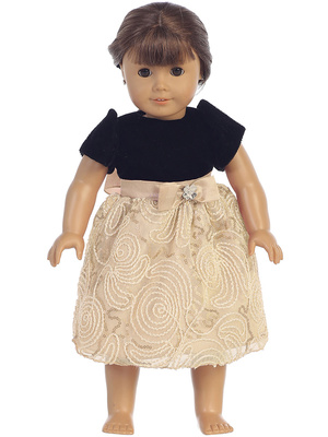 Doll dress - Velvet & Corded tulle