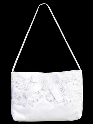 Satin purse with corded lace & bow