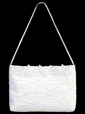 Glitter tulle purse with lace trim