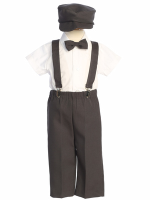 Suspender pant set with short sleeve shirt