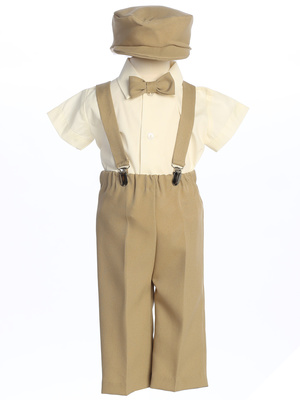 Suspender pant set with short sleeve shirt