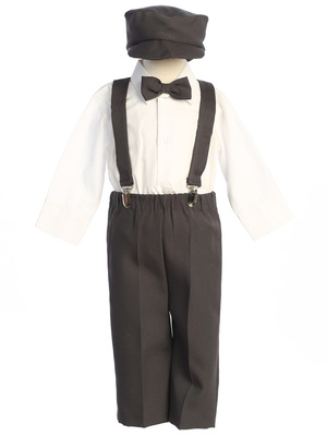 Suspender pant set with long sleeve shirt