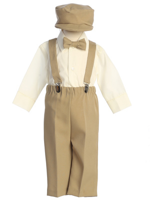 Suspender pant set with long sleeve shirt