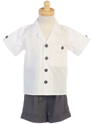 Poly cotton shirt with rayon linen shorts