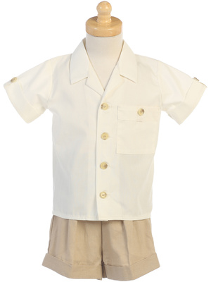 Poly cotton shirt with rayon linen shorts