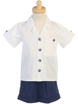 Poly cotton shirt with rayon linen shorts