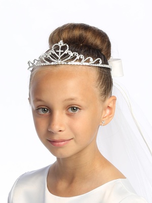 24" veil on rhinestone tiara