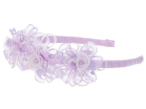 Headband with organza ribbon & center rosebuds