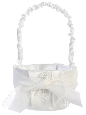 Flower Basket - Satin with applique & organza trim