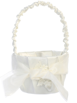 Flower Basket - Satin with applique & organza trim