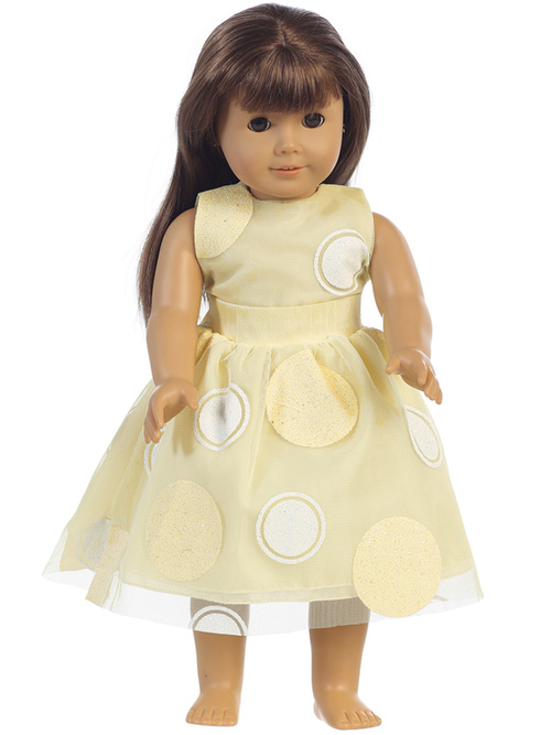 Doll dress - Glittered polka-dot tulle by Swea Pea & Lilli