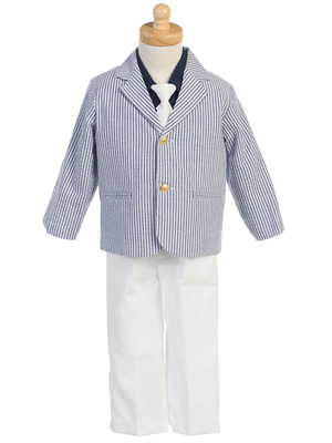 Boys cotton seersucker suit