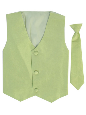 Poly silk vest & clip-on necktie