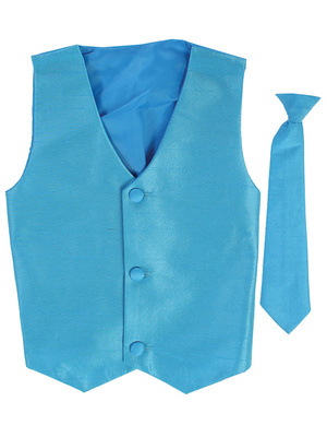 Poly silk vest & clip-on necktie