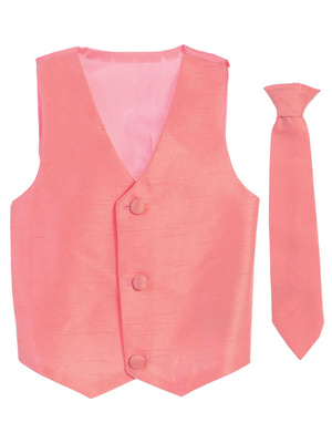 Poly silk vest & clip-on necktie