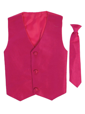 Poly silk vest & clip-on necktie