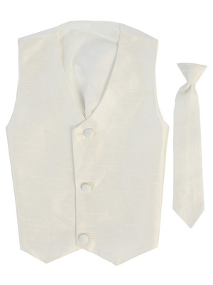 Poly silk vest & clip-on necktie