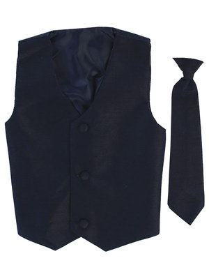 Poly silk vest & clip-on necktie